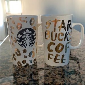 Set of 2 Starbucks gold foil mugs